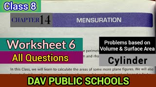 DAV class 8 maths chapter 14 Mensuration worksheet 6  All Questions Solved [upl. by Ynohtnanhoj]