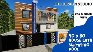 40 X 80 HOUSE PLAN WITH SWIMMING POOL  THE DESIGN STUDIO [upl. by Hatfield601]