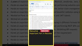 Resume Tips  1 Imp Part In Resume Software Engineer Resume Resume Tips In Telugu Resume Format [upl. by Faber]