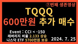 나스닥 마이너스 3 하락으로 TQQQ를 600만원 추가 매수했습니다 [upl. by Nwadahs]