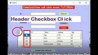 Select All Rows in datagridView by clicking checkbox in Header Row in C windows form [upl. by Arhaz429]