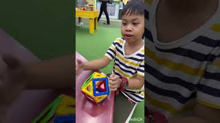 Playing Magnetic Puzzle at Kidzoona icosahedron shape [upl. by Marylin]