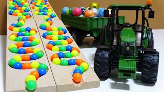 Marble run race ☆ HABA slope transparent pipe amp retro agricultural truck [upl. by Ragen]