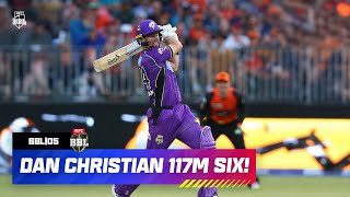 Dan Christian LAUNCHES 117M Six Onto The Gabba Roof  BBL05 [upl. by Costanzia]