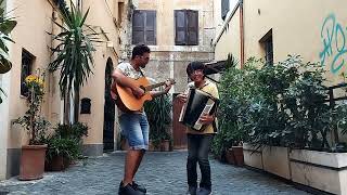 O sole di Roma vicole della torre Trastevere Gaetano Terlizzi  guitar ギター アコーディオン ローマ accordion [upl. by Loseff]