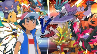 Legendary Pokemon Battle Ash Vs Legendary Beasts and Birds Galarian amp Paradox [upl. by Yellhsa545]