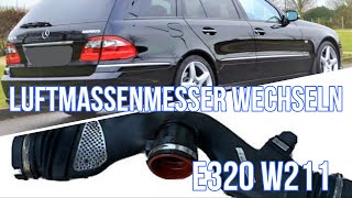 Mercedes E320 W211 Luftmassenmesser wechsel unruhiger Motor Leistungsverl air mass sensor change [upl. by Nylarej431]