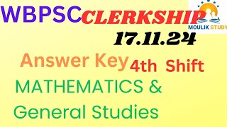 2023 Clerkship 4th shift answer key MATHEMATICS amp GENERAL STUDIES [upl. by Goff]