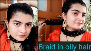 Braid in oily hair oiled hair sleek combing oiled hair lice combing sleek braid pretty nishu [upl. by Lamej]