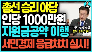 긴급 정부지원금 1000만원 지급된다 거대 야당의 총선 이전 공약 정부 지원금 안건 상정 및 이행 초읽기 지자체 지원금폐업지원금 [upl. by Rebecka]