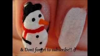 Winter Nail Art tutorial Snowman [upl. by Sylirama]