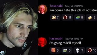 xQc Reacts to Hasan Threatening to Kll Himself [upl. by Eerahc]