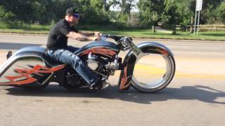 Ballistic Cycles 30quot Hubless Wheel Twin Turbo Harley Bagger Baddest Bagger in Sturgis 2014 [upl. by Ardekal]