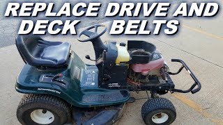 How to replace both drive and deck belts on a Craftsman riding mower [upl. by Lorsung]