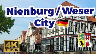 4k Germany City Nienburg  Weser 🇩🇪 Walk in Tour Ultra HD 4k60fps Video 2023 [upl. by Fernande]