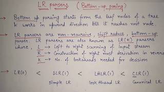 14 LR Parser in Compiler Design in English FULL EXPLANATION  LR parsing  Bottom up parsing [upl. by Cyndy]