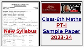 PT 1 Question Paper KV Class 6 Maths 2023  PT 1 Sample Paper Class 6 Maths New Pattern  Maths Mill [upl. by Hsreh]