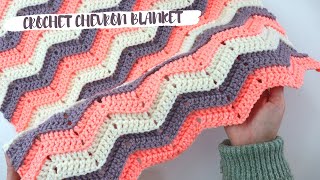 How To Crochet Chevron Stitch  Easy Baby Blanket [upl. by Magner966]