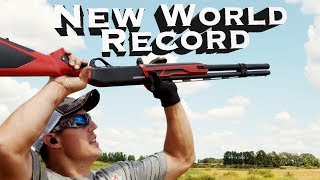 World Record 8 Clay Targets with Shotgun Over the Head  Gould Brothers [upl. by Liemaj]