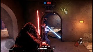 Star Wars Battlefront II  Kylo Ren Vs Rey Duel in Jabbas Palace [upl. by Shirline924]