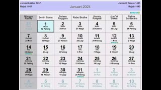 Kalender Jawa Januari 2024 Lengkap Hari Baik [upl. by Akimas639]