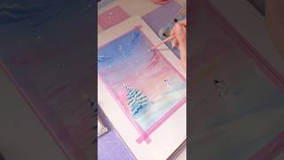 painting a magical winter scene ❄️☃️🩵 gouache art ✨art gouache gouachepaint artwork [upl. by Auginahs]