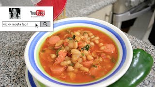 FRIJOLES CHARROS  Vicky Receta Facil [upl. by Pronty]