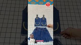 Old Waste Clothes Transformation into children Skirtforyou fashion frockdesign shortsvideo [upl. by Saudra91]