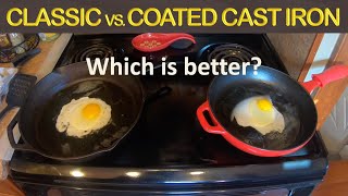 FRYING EGGS IN CAST IRON SKILLET  CLASSIC VS ENAMELED [upl. by Rafaj]