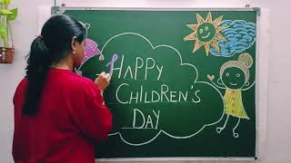 Childrens Day Blackboard Decoration  Childrens Day School Decoration Idea  Blackboard decoration [upl. by Barbaraanne]