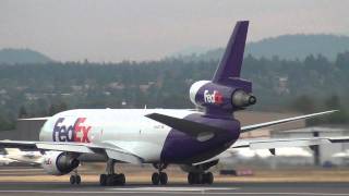 FedEx N303FE MD1030 DC10 Takeoff Portland Airport PDX [upl. by Yarazed]