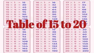 Table of 15 to 20  Table of 15 to 20 in English  Tables  tableof15to20 [upl. by Yevrah]