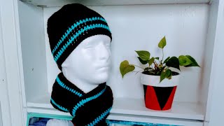 2parte JUEGO BUFANDA Y GORRO A CROCHET PARA HOMBRE FACIL [upl. by Meagan]