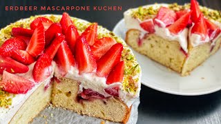 Erdbeer Mascarpone Kuchen Rezept Strawberries Cake Mascarpone Creme Erdbeertorte [upl. by Meeka227]