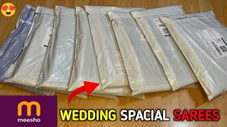 Meesho saree haul  New sarees collection from meesho  festive amp wedding saree unboxing amp review [upl. by Jerrold14]