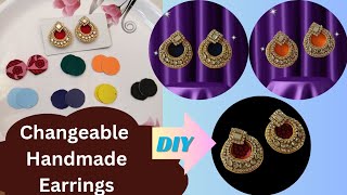 Changeable Handmade Fabric Earrings  DIY Changeable handmade earrings [upl. by Noret]