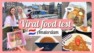 VIRAL FOOD snacks TESTEN in AMSTERDAM  Crookie Viral cookie Stroopwafel 🥐🍪  Travelling Sisters [upl. by Danziger]