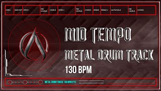 Mid Tempo Metal Drum Track 130 BPM HQHD [upl. by Huxley250]