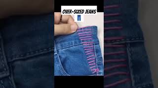 jeans ki fitting kaise kare 🔥oversized jinas casualstyle fashion shorts fashiontrends [upl. by Auqinu]