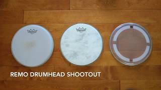 Remo drumhead shootout part 1 Fiberskyn Coated Clear Coated with DW drums [upl. by Clarhe]