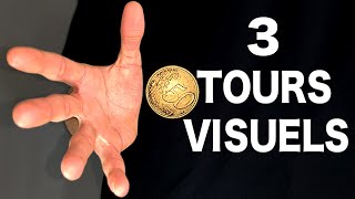 3 TOURS VISUELS avec une PIÈCE  Tour de Magie Expliqué [upl. by Sinnaoi]