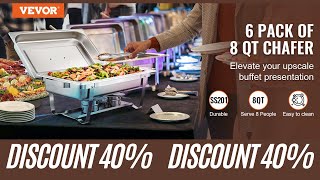 VEVOR 8QT Rectangle Chafing Dish 246 Packs w Full Size Pans Buffet Catering Warmer Server Tray [upl. by Trista]