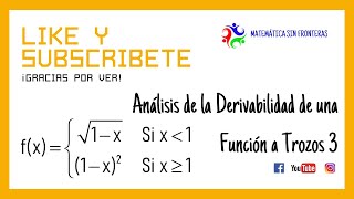 Análisis de la Derivabilidad de una Función a Trozos 3 [upl. by Mariejeanne]