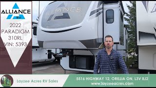 2022 Alliance Paradigm 310RL Vin 5393  Layzee Acres RV Sales [upl. by Komsa]