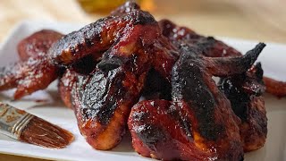 Baked Hot Honey Bourbon Barbecue Chicken Wings Recipe [upl. by Aisan863]