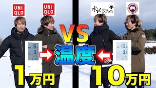 【価格10倍】どっちが暖かいか検証してみた「ユニクロ」vs「高級ダウン」 [upl. by Olinad390]