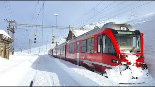 ★ 4K Cab ride 🇨🇭St Moritz  🇮🇹Tirano fresh snow strong winds amp snowdrifts 032020 [upl. by Shivers]