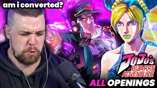 First Time Reacting to ALL JOJOS BIZARRE ADVENTURE OPs  Pts 16 [upl. by Ettereve]