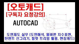 구독자 요청강의  오토캐드 실무 도면제도 도면해석 올바른 치수표현 탄젠트 선그리기 대칭도면 중심선 의미 필렛 트리밍 활용 캐드자격증 현장캐드 등 [upl. by Jamima743]