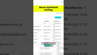 Blazor QuickGrid Sorting blazor dotnetcore aspnetcore [upl. by Ushijima955]